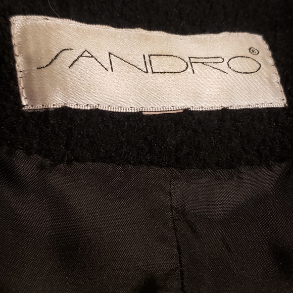 Sandro Paris Vintage Size L Boucle Textured Blazer Coat - Black Pockets - Picture 11 of 13